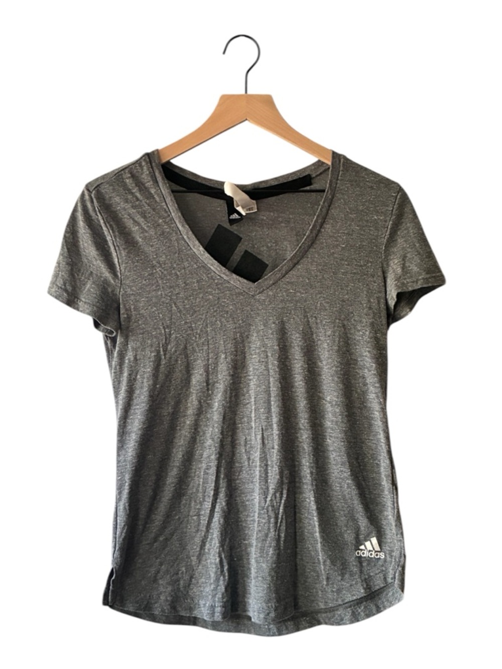 adidas Women’s Heather Gray V-Neck Short Sleeve Tee